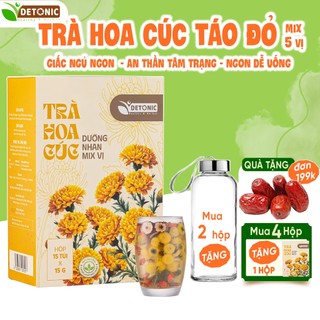 Trà hoa cúc táo đỏ DETONIC giúp ngủ ngon và sâu giấc, cải thiện tâm trạng, hỗ trợ mát gan thanh nhiệt