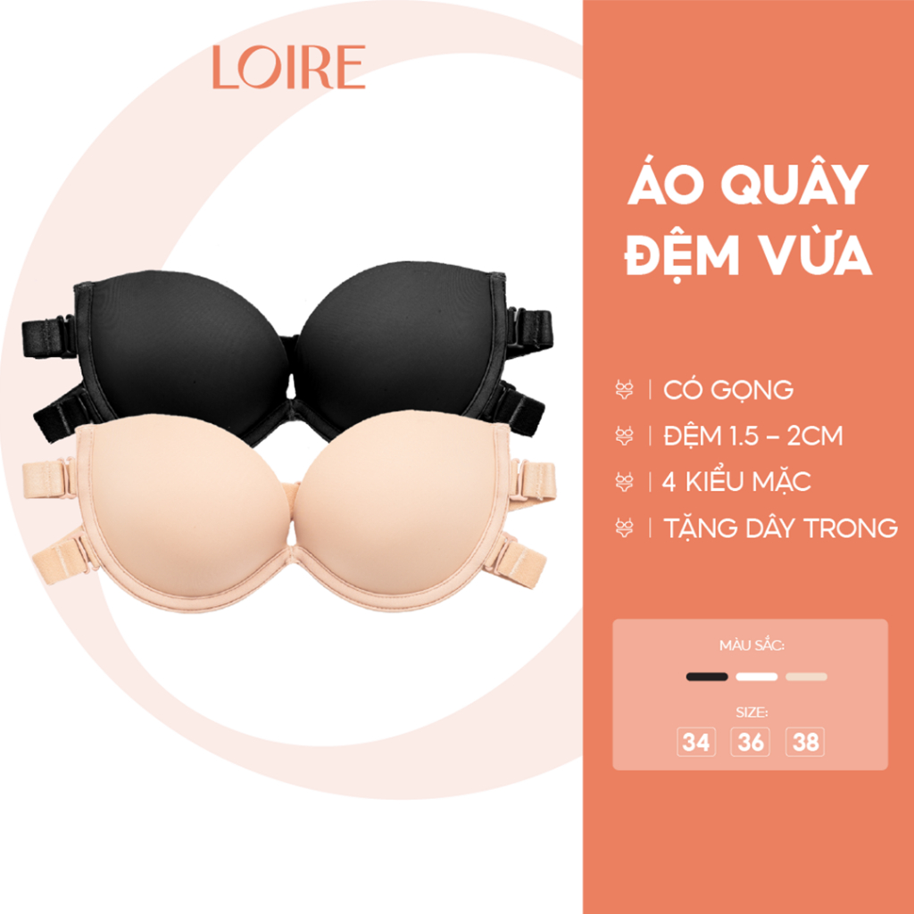 [CHỐNG TỤT]Áo Quây Chống Tụt Loire Đệm Dày 2cm Nâng Ngực Dây Lưng Thun Kép BRQ06 Mặc Đi Biển/Tiệc