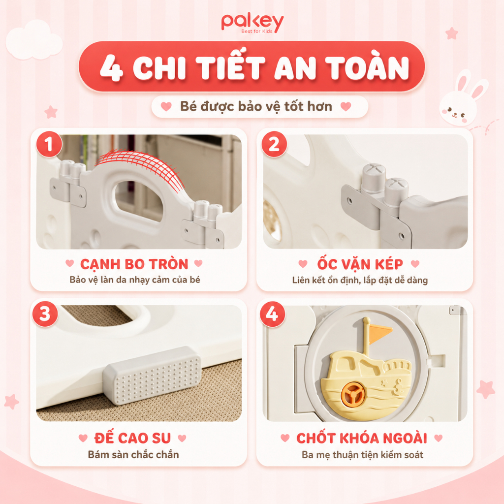 [HỎA TỐC] Quây Cũi Nhựa Gấp Gọn Mẫu Mới TẶNG Thảm + 50 Bóng + Giỏ Bóng, Quây Bóng Cho Bé HAPPY BOAT Cao 62Cm An Toàn