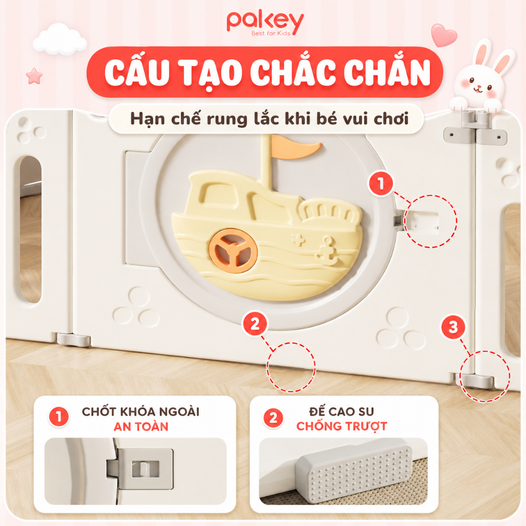 [HỎA TỐC] Quây Cũi Nhựa Gấp Gọn Mẫu Mới TẶNG Thảm + 50 Bóng + Giỏ Bóng, Quây Bóng Cho Bé HAPPY BOAT Cao 62Cm An Toàn