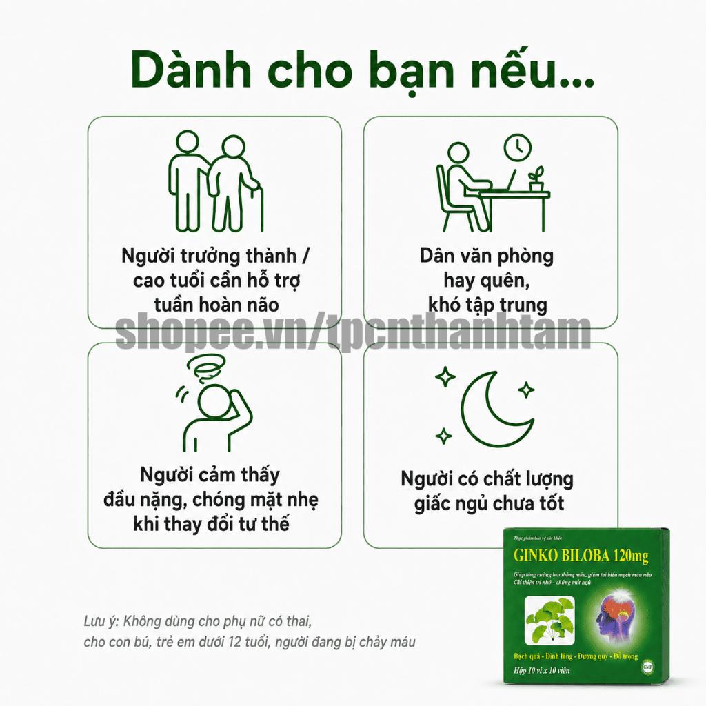 [Xanh Lá] Viên uống GINKGO BILOBA 120mg giúp tăng cường trí nhớ - Hộp 100 Viên