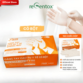 [CÓ BỘT] Găng Tay Y Tế Latex ValueBox Regentox Dùng Trong Y Tế, Spa, Phun Xăm, Thẩm Mỹ 240mm 100 Cái/Hộp