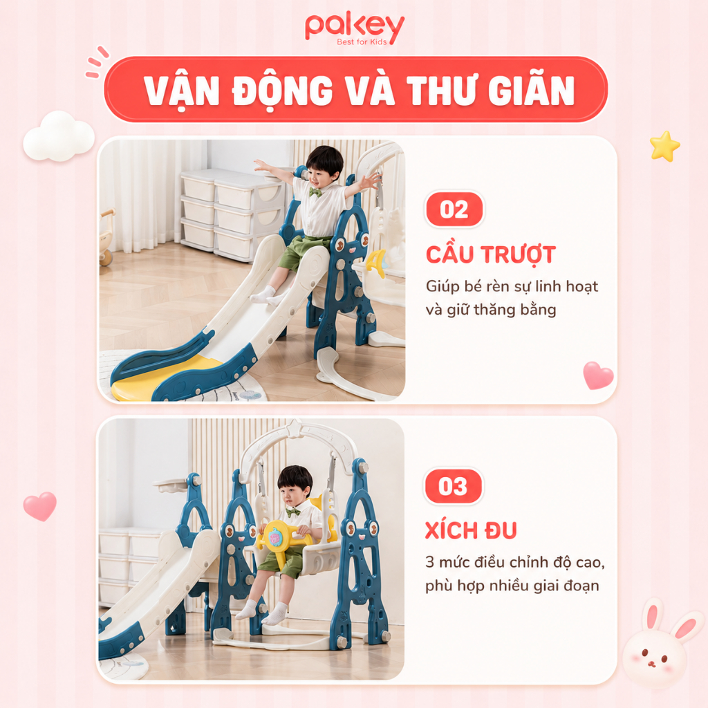 [NEW] Cầu Trượt Xích Đu Tên Lửa SW1 Có Máy Phát Nhạc TẶNG Kèm Bộ Bóng Rổ Vận Động Thú Vị Cho Bé