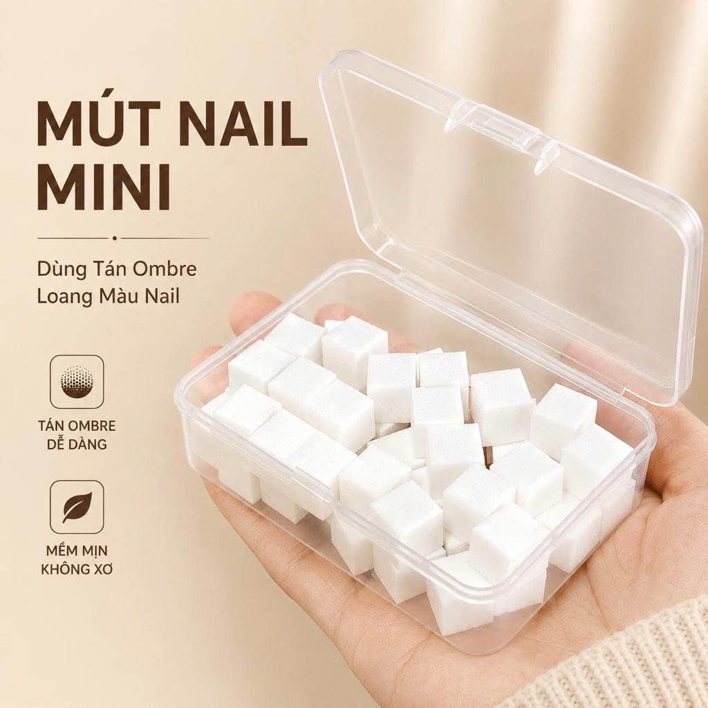 Mút Bông Dặm Ombre Nail 5MChuyên Dụng Tán Màu Ombre Gradient Nail Art Không Xơ Bông