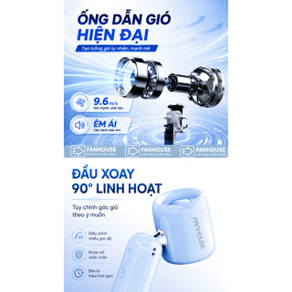 Quạt cầm tay Space-X 100 cấp độ gió 3000mAh Fan House, quạt cầm tay có màn hình led, tặng dây đeo
