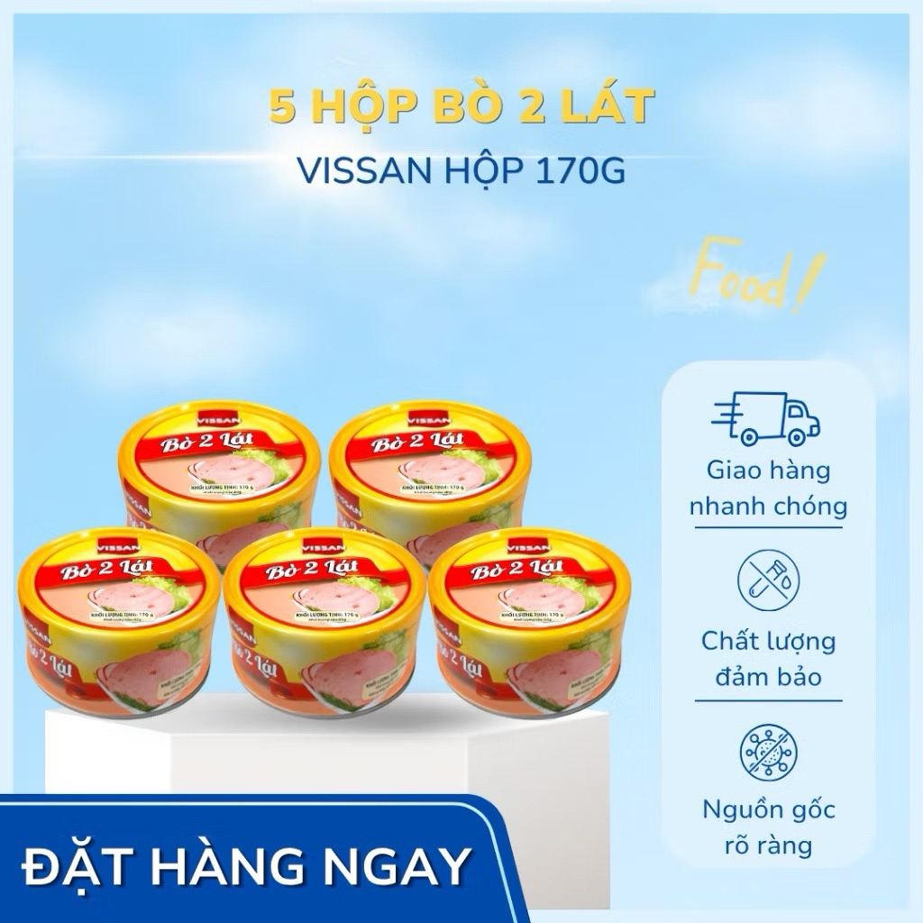 Vissan Combo 5 hộp Bò 2 Lát Vissan Lonin 170g Chính Hãng Date Mới