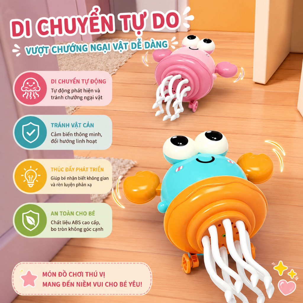 Đồ Chơi Cua Điện Nhảy Múa Thông Minh Tự Động Tránh Chướng Ngại Vật Đồ Chơi Tương Tác Cho Bé