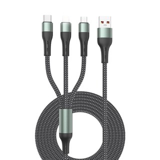 Cáp sạc 3IN1 SENDEM M37 USB-A to TypeC / LaiNing / MicroUSB, 6A, dài 1.2M (Xám) - Phụ Kiện Nhất Tín