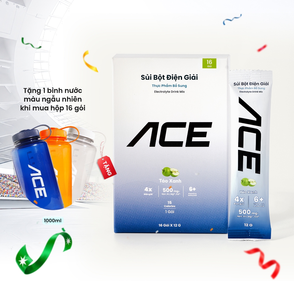 [Tặng Quà] [Vị Táo] Sủi bột điện giải ACE - Bù điện giải, tăng sức bền & hiệu suất khi chơi thể thao (Hộp 16)