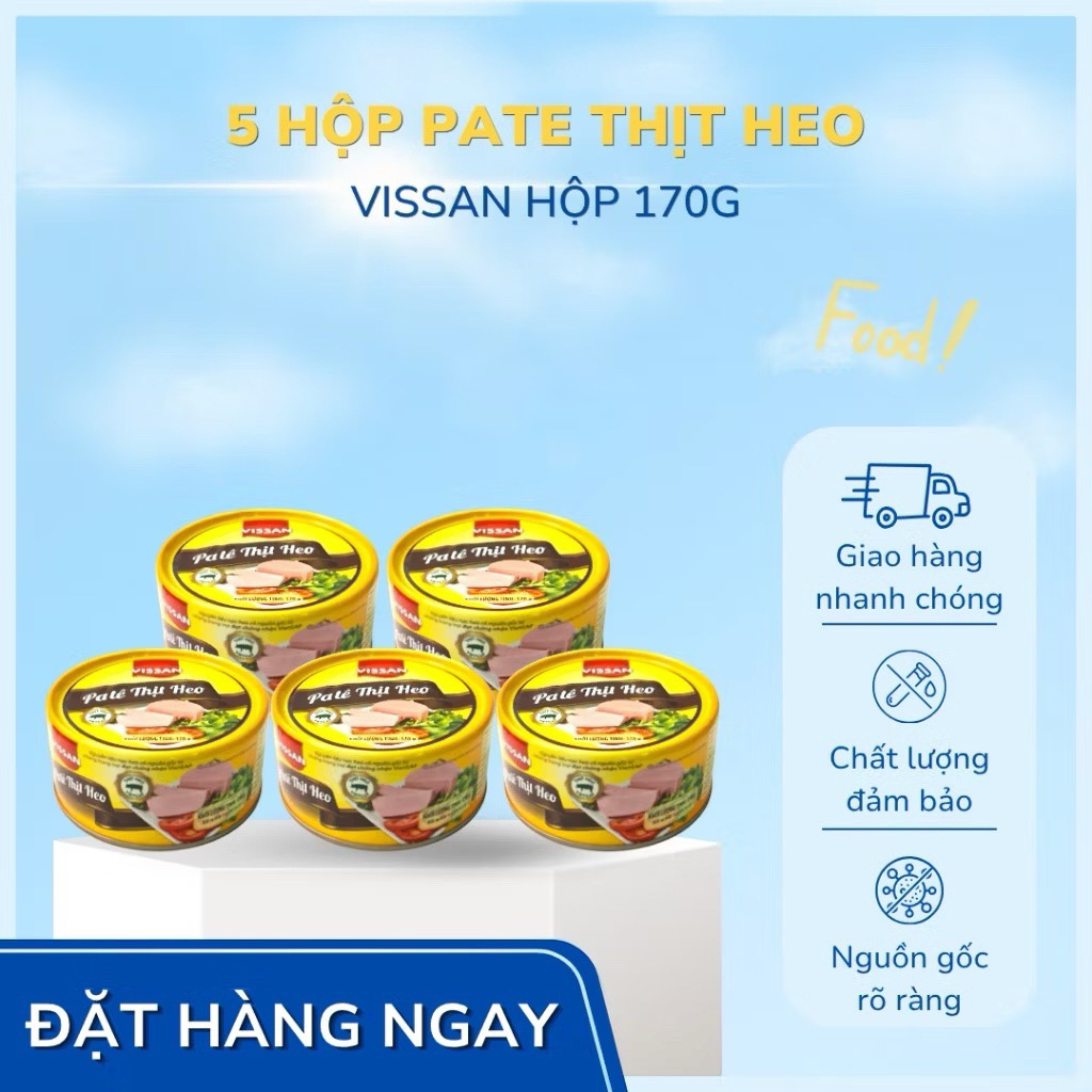 Vissan Combo 5 hộp Pate Thịt Heo Lonin 170g Chính Hãng / Date 2029
