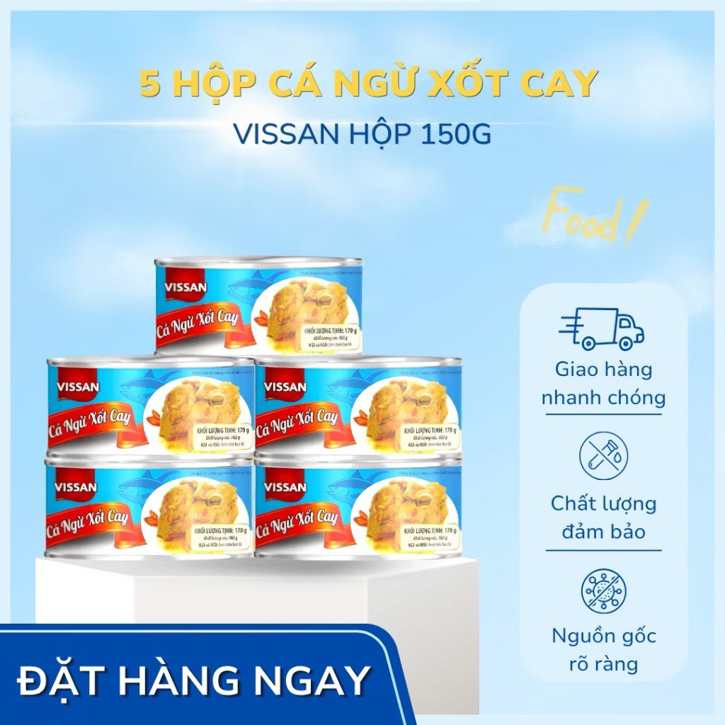 Vissan Combo 5 Hộp Cá Ngừ Xốt Cay 170g Chính Hãng, Date Mới