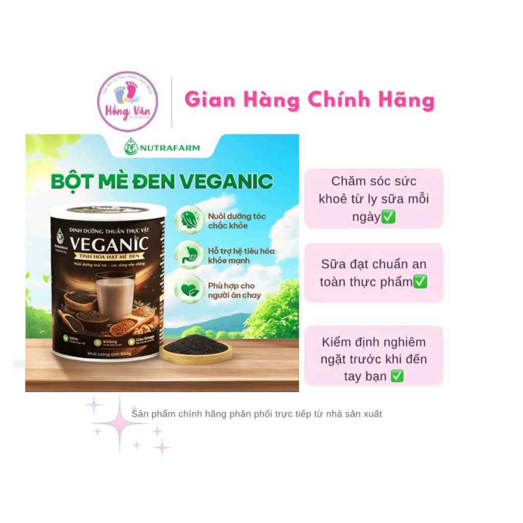 {chính hãng} Bột mè đen VEGANIC dinh dưỡng thuần thưc vật, nuôi dưỡng tóc chắc khỏe, vóc dáng cân đối 400g-800g