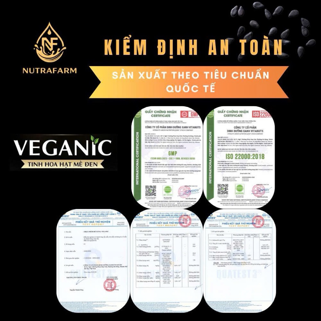 {chính hãng} Bột mè đen VEGANIC dinh dưỡng thuần thưc vật, nuôi dưỡng tóc chắc khỏe, vóc dáng cân đối 400g-800g