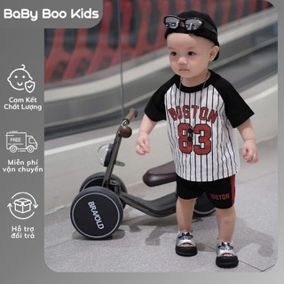Bộ Đồ Bé Trai BOSTON 83 Thể Thao,Áo Thun Sọc Phối Quần Short Cá Tính, Set Quần Áo Bé Trai Mùa Hè A36