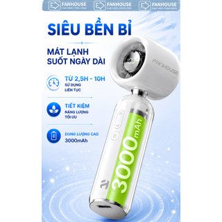 Quạt cầm tay Space-X 100 cấp độ gió 3000mAh Fan House, quạt cầm tay có màn hình led, tặng dây đeo