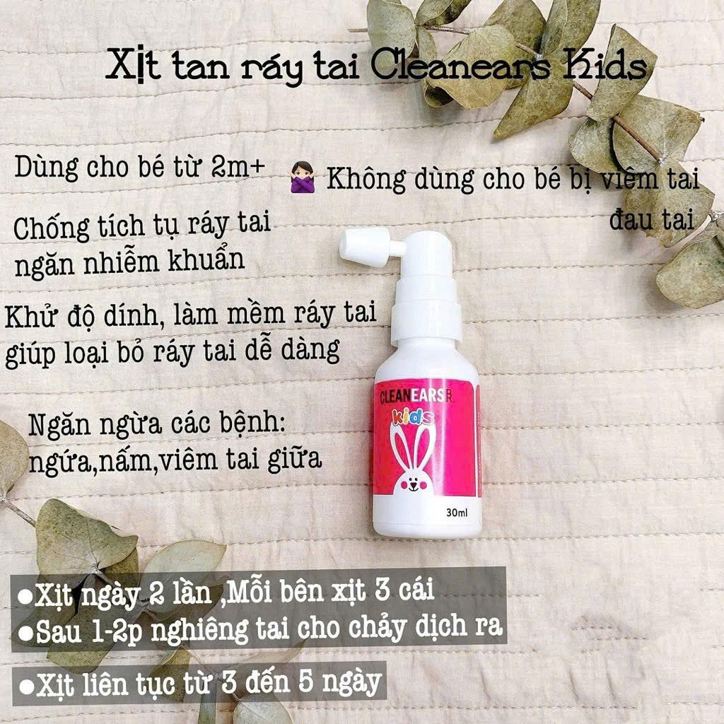 [Nhập Khẩu Tem Phụ+Date 2029] Xịt tan ráy tai cho bé Cleanears Kid 30ml của Úc an toàn hiệu quả 100%