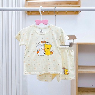Bộ cộc tay sơ sinh hãng HG họa tiết đáng yêu chất petit mềm mịn thoáng mát cho bé từ 3-9kg - SS11