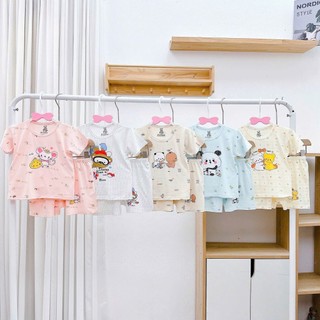 Bộ cộc tay sơ sinh hãng HG họa tiết đáng yêu chất petit mềm mịn thoáng mát cho bé từ 3-9kg - SS11