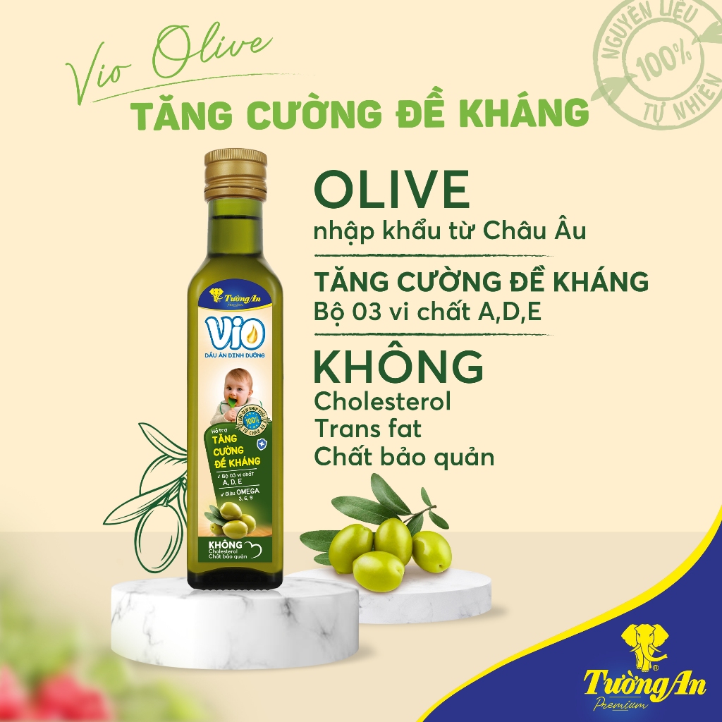 (NEW) (MUA 2 GIẢM 20%) Dầu ăn dặm dinh dưỡng cho bé VIO Tường An Gấc/Mè/Olive 250ML
