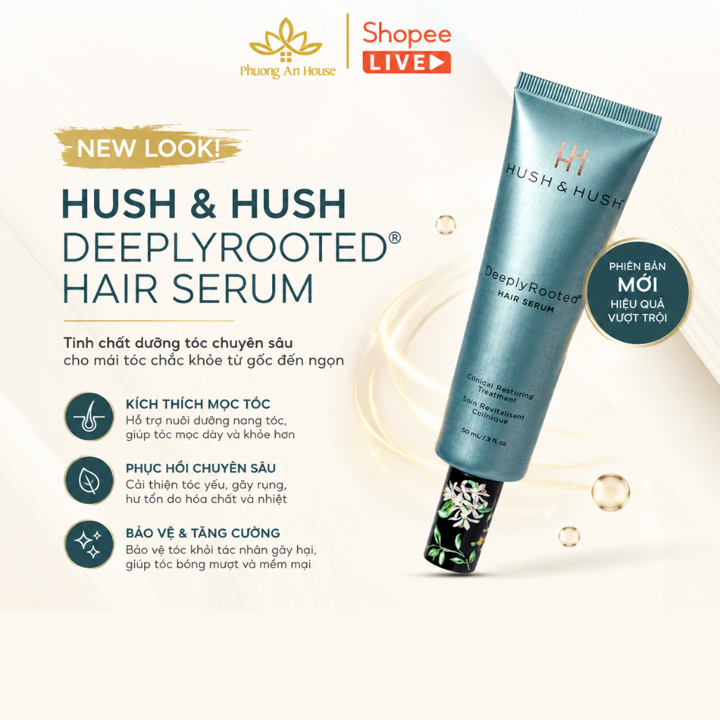 Tinh chất nuôi dưỡng tóc và kích thích mọc tóc HUSH&HUSH Deeply Rooted Hair Serum 60ml
