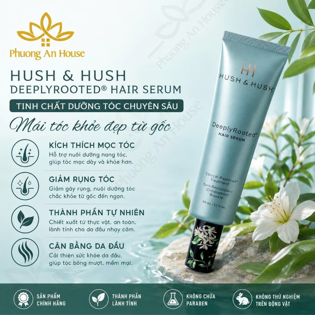 Tinh chất nuôi dưỡng tóc và kích thích mọc tóc HUSH&HUSH Deeply Rooted Hair Serum 60ml