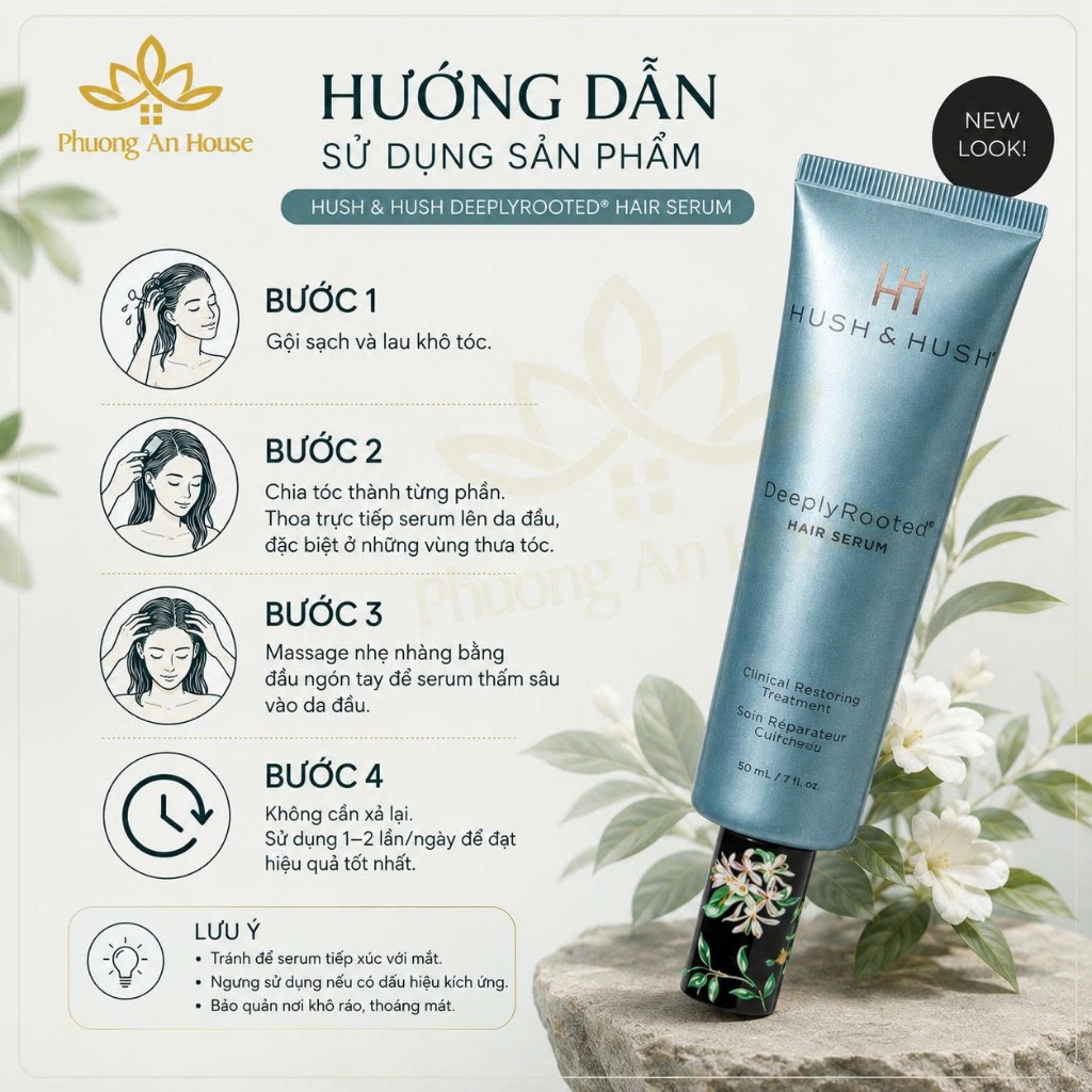 Tinh chất nuôi dưỡng tóc và kích thích mọc tóc HUSH&HUSH Deeply Rooted Hair Serum 60ml