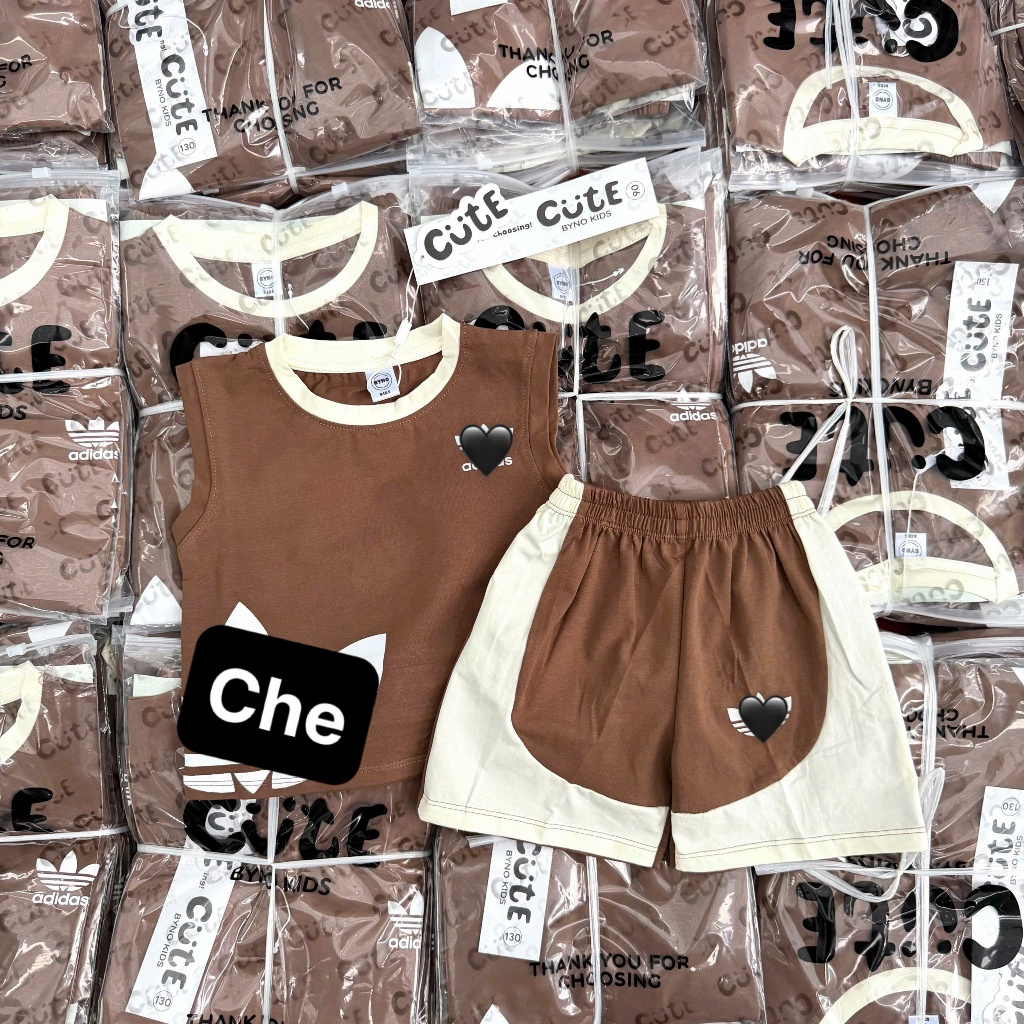 Set Đồ Bé Trai Màu Nâu Kem,Bộ Quần Áo Bé Trai Cotton Mềm Mát Áo Ba Lỗ+Quần Short Thể Thao 6-15kg A37