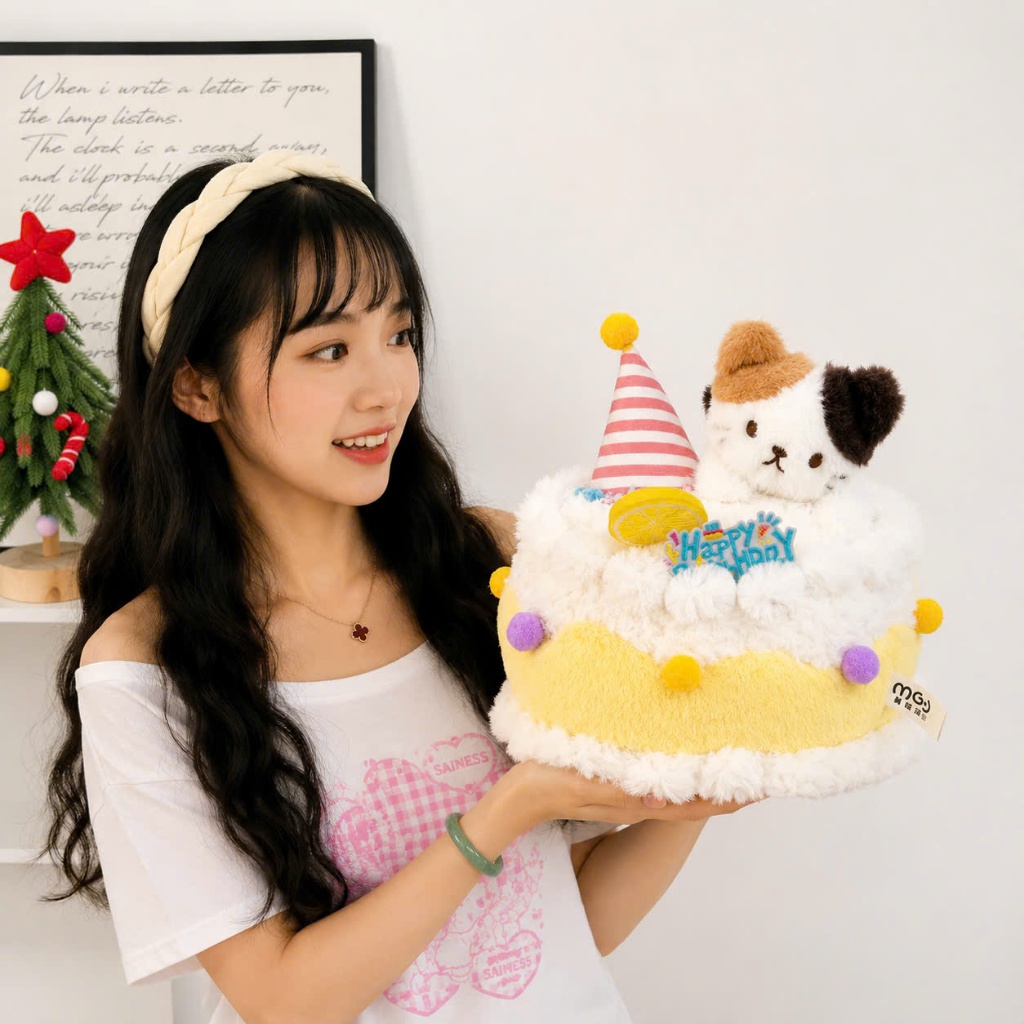 Gấu Bông Bánh Kem Sinh Nhật Đính Con Vật Siêu Dễ Thương Làm Quà Tặng Sinh Nhật Cho Bé,Bạn Trai/Gái Hay Đồ Decor