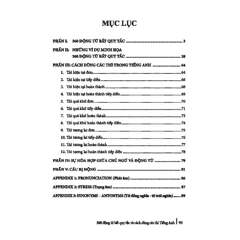 Sách - 360 động từ bất quy tắc và cách dùng các thì tiếng anh