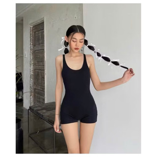 [ĐỒ BƠI CAO CẤP] Bikini, áo bơi liền mảnh khoét lưng chữ V FORM SHORT màu đen sành điệu
