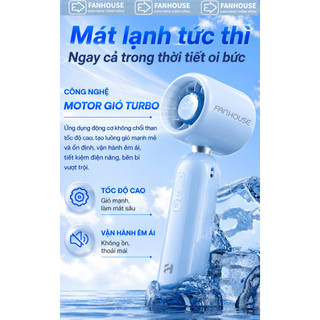 Quạt cầm tay mini Space-X 3000mAh 100 cấp độ gió Fan House, quạt cầm tay có màn hình led, tặng dây