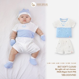 M&B (0-24M) Bộ quần áo cộc tay cài vai Viscose co giãn 4 chiều mềm mịn, thoáng mát cho bé sơ sinh.
