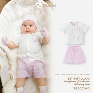 M&B (0-24M) Bộ quần áo cộc tay cài giữa Viscose co giãn 4 chiều mềm mịn, thoáng mát cho bé sơ sinh.