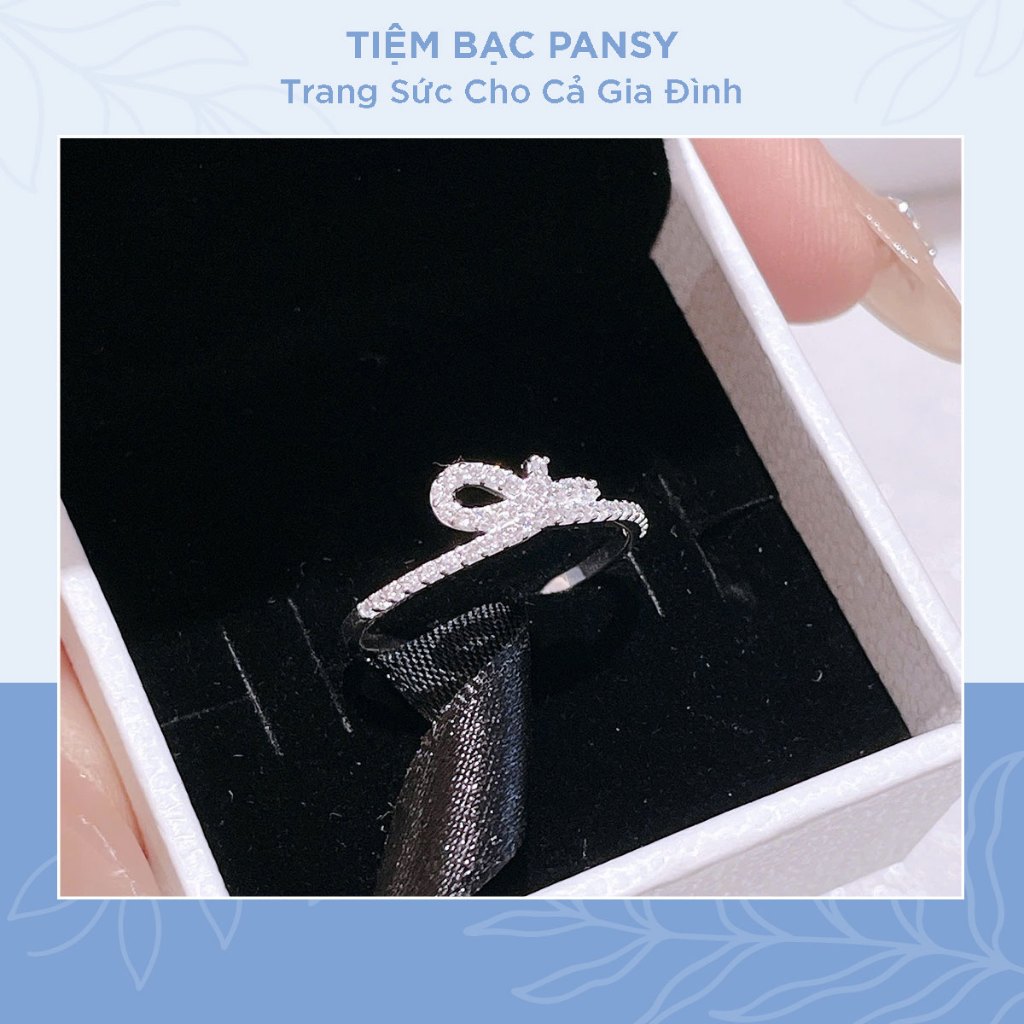 Nhẫn bạc nữ PANSY hình chiếc nơ thắt ribbon bow mềm mại bằng bạc ta