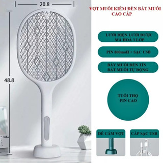 Vợt Muỗi Điện 2in1 Siêu Hiệu Quả – Vợt Diệt Muỗi Lưới 3 Lớp, Sạc Điện Tiện Lợi, Muỗi Chết Nhanh