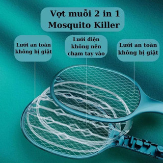 Vợt Muỗi Điện 2in1 Siêu Hiệu Quả – Vợt Diệt Muỗi Lưới 3 Lớp, Sạc Điện Tiện Lợi, Muỗi Chết Nhanh