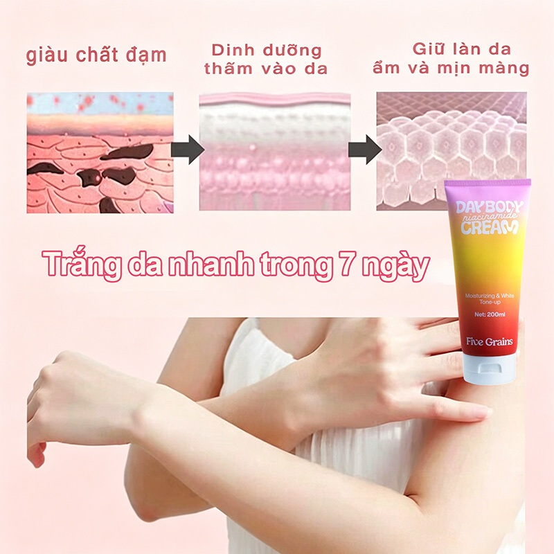 Kem dưỡng trắng da cao cấp  200ml Niacinamide  Alpha-Arbutin  Thấm nhanh sáng mịn rạng rỡ, hiệu quả rõ rệt Dưỡng ẩm