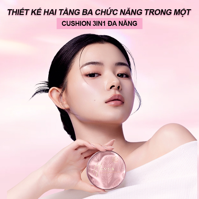 Cushion HEXZE 3in1 tích hợp chống nắng SPF50+, PA++++ Che Khuyết Điểm, Má Hồng Cushion Chống Nắng,trang điểm tự nhiên