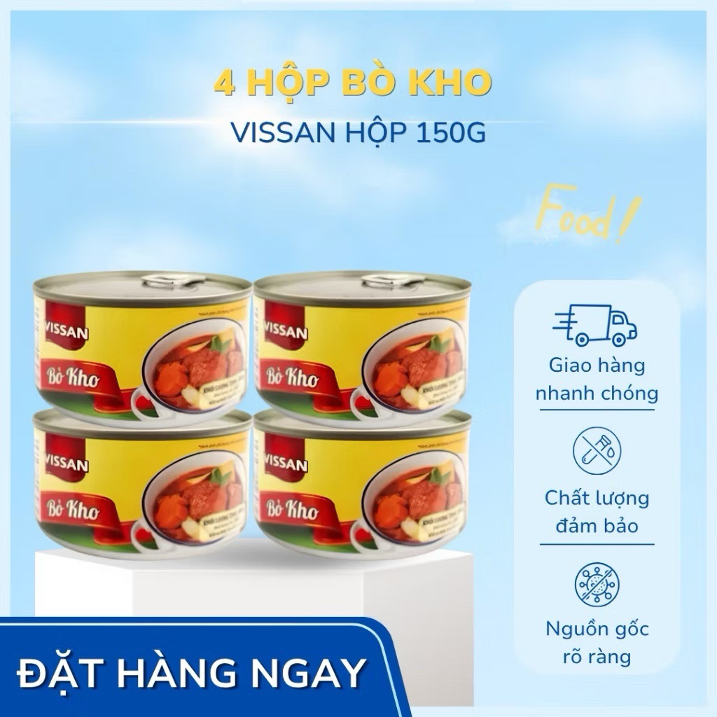 Vissan Combo 4 hộp Bò Kho Vissan 200g Chính Hãng Date 2029