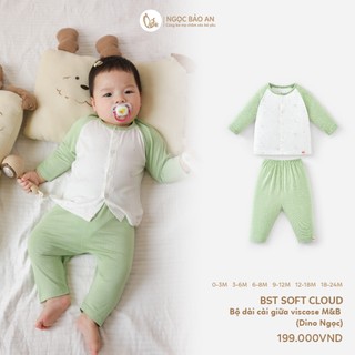 M&B (0-24M) Bộ quần áo dài tay cài giữa Viscose co giãn 4 chiều mềm mịn, thoáng mát cho bé sơ sinh.