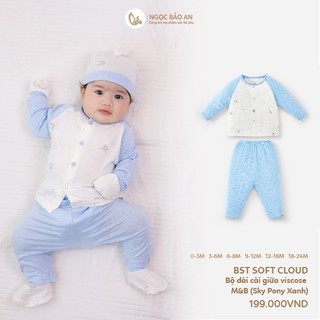 M&B (0-24M) Bộ quần áo dài tay cài giữa Viscose co giãn 4 chiều mềm mịn, thoáng mát cho bé sơ sinh.