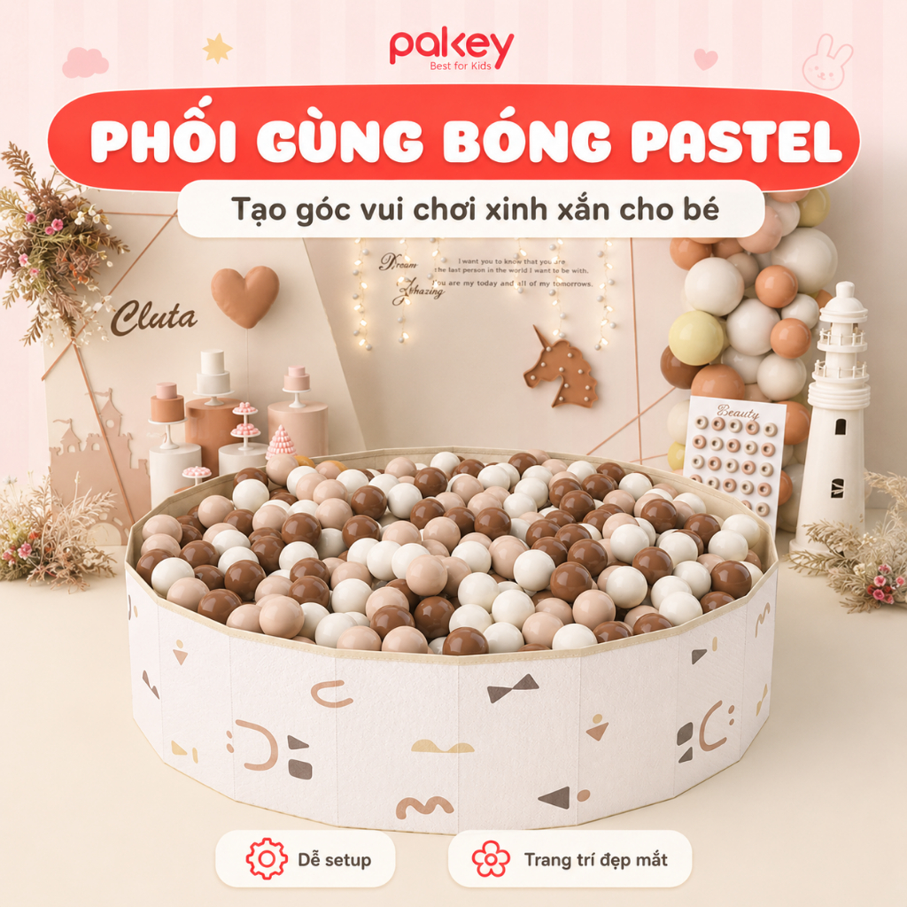 [Có Hỏa Tốc] Bể Bóng Cho Bé Phong Cách Hàn Quốc Nhã Nhặn, Bể Vải Gấp Gọn Tiện Lợi Màu Sắc Pastel Cho Bé Trai & Bé Gái