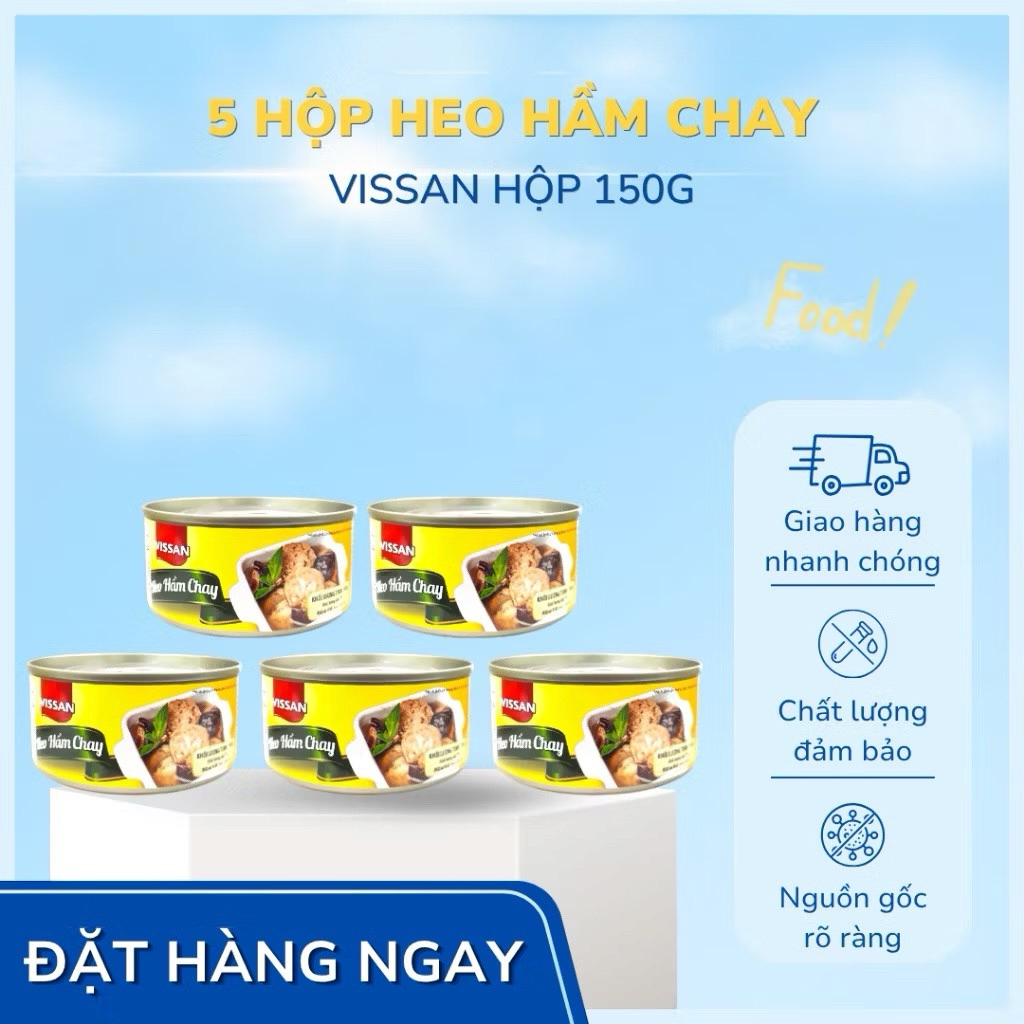 Combo 5 hộp heo hầm chay Vissan 150g date 2028 - hsd 36 tháng