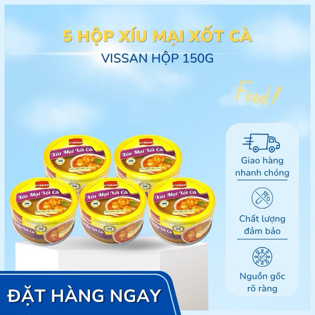 Vissan Combo 5 hộp Xíu Mại Xốt Cà 150g Chính Hãng Date 2029