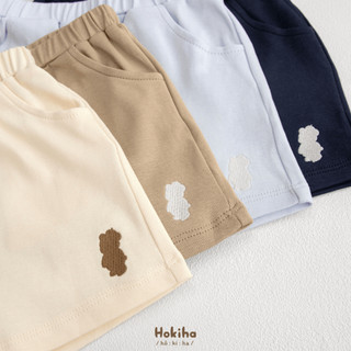 Bộ Polo Cộc Tay Trơn Thêu Gấu Cho Bé Trai, Bé Gái Hokiha Vải Cotton Organic Mềm Mại, Thoáng Mát Size 8-17kg B107