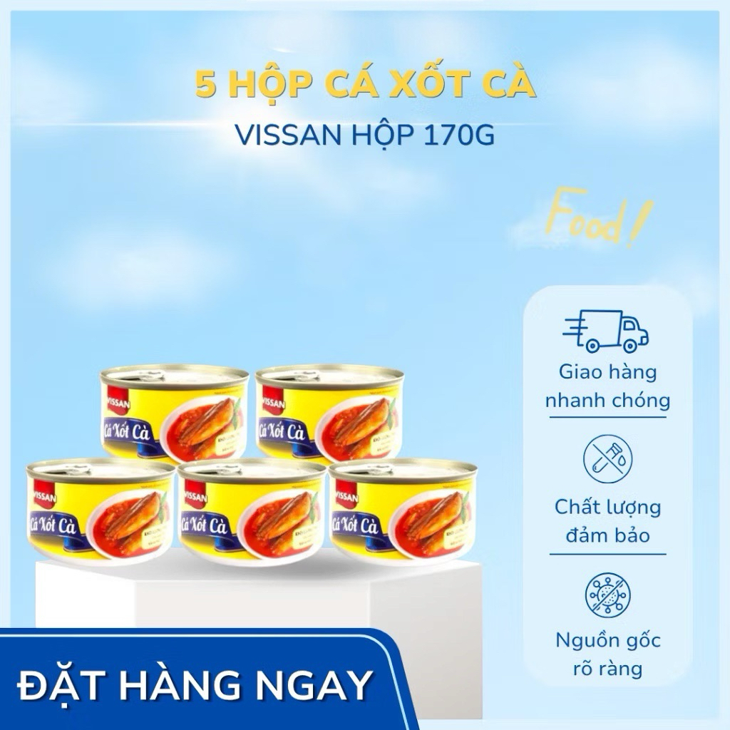 Vissan Combo 5 Hộp Cá Xốt Cà 170g Chính Hãng Date Mới
