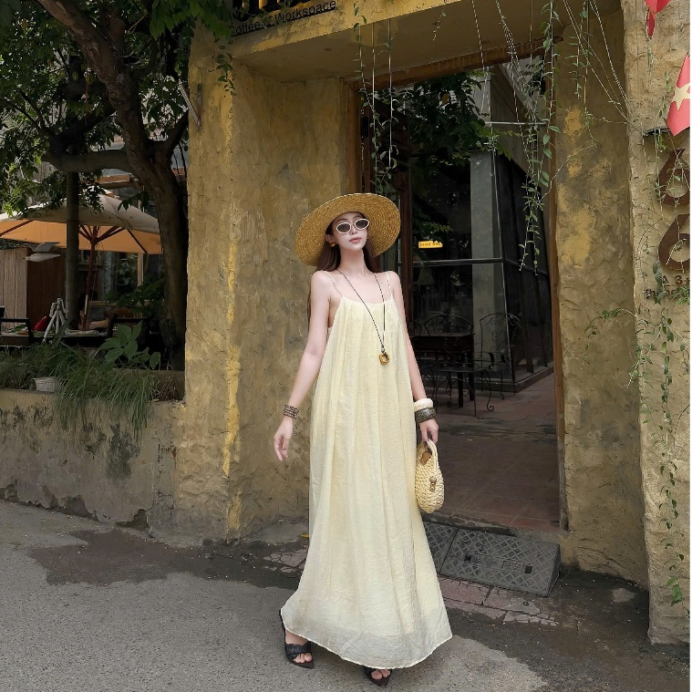 Đầm suông Maxi 2 Dây Dáng Dài Maxi - Dáng Suông Rộng Thoải Mái - Chất Tơ Mềm Mát - Bộ Sưu Tập Xuân Hạ - SNC17 - SONYC