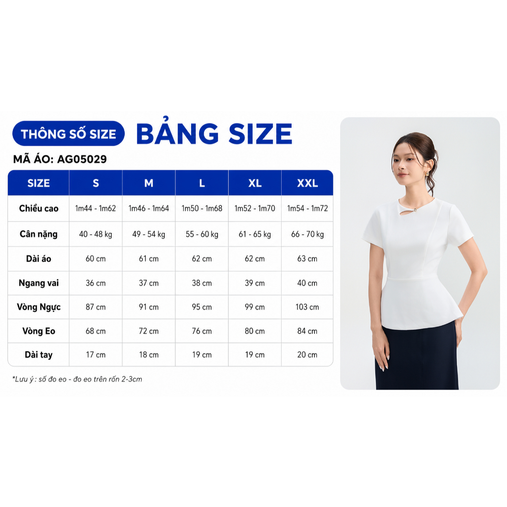 Áo Kiểu Nữ GUMAC Peplum Cut Out Cổ Đính Nút Kim Loại Thanh Lịch AG05029