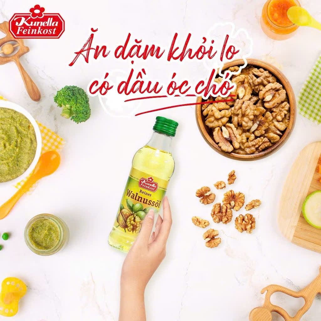 Dầu ăn dặm óc chó, macca, omega 3-6-9 dầu thực vật hữu cơ cho bé ăn dặm nội địa Đức 100ml