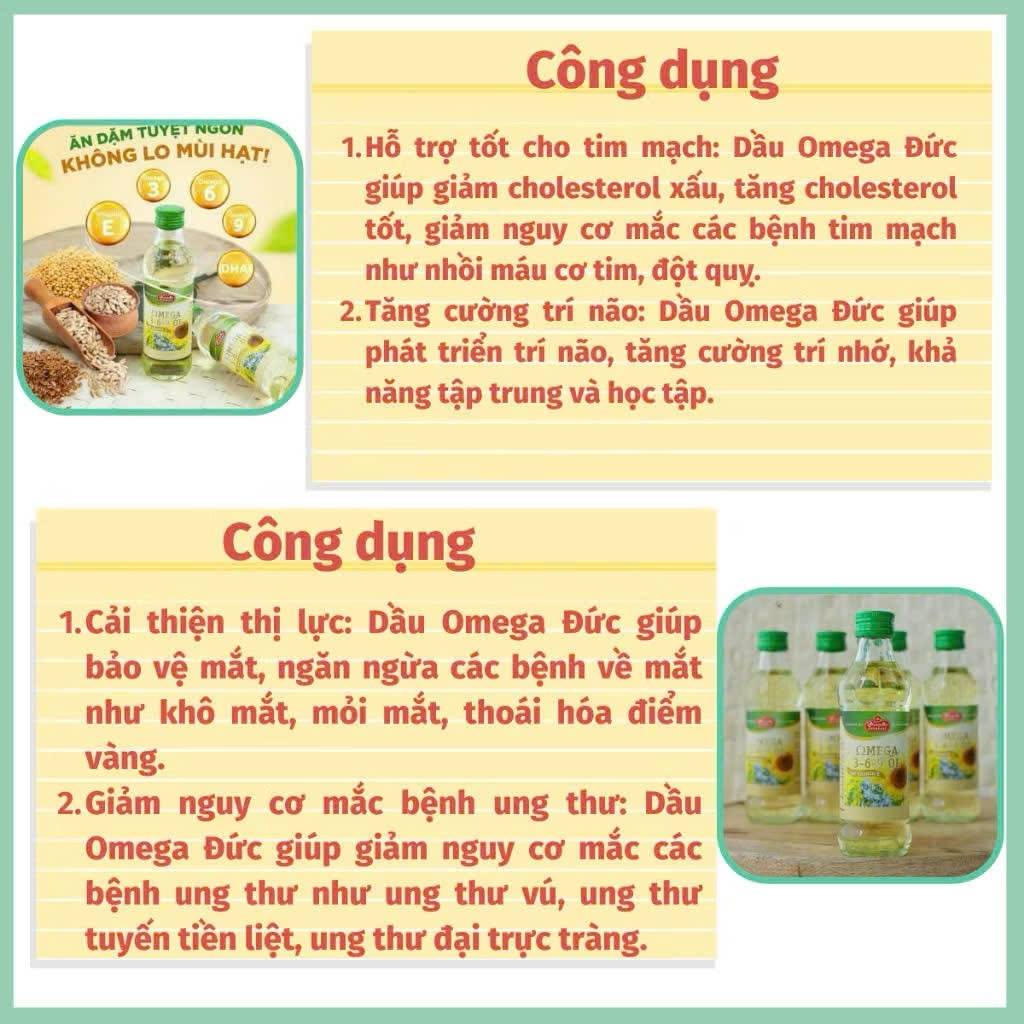 Dầu ăn dặm óc chó, macca, omega 3-6-9 dầu thực vật hữu cơ cho bé ăn dặm nội địa Đức 100ml